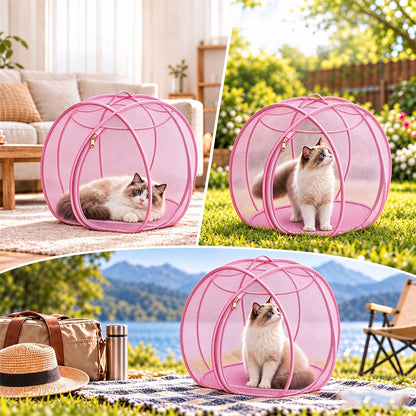 Cat Hamster Ball for Outside Rolling Cat Enclosure Pop Up Playpen - Pink