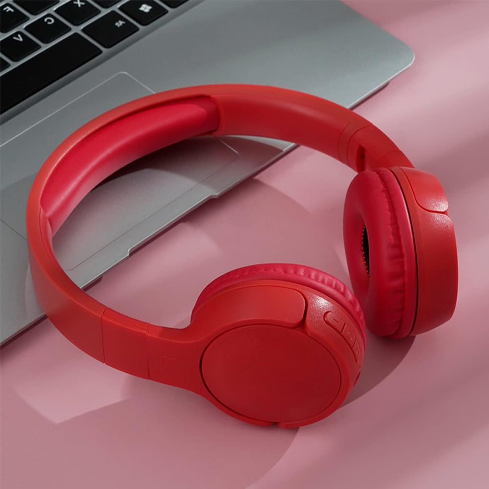 Rechargeable Bluetooth Wireless Headphones On-Ear Stereo Headset Red