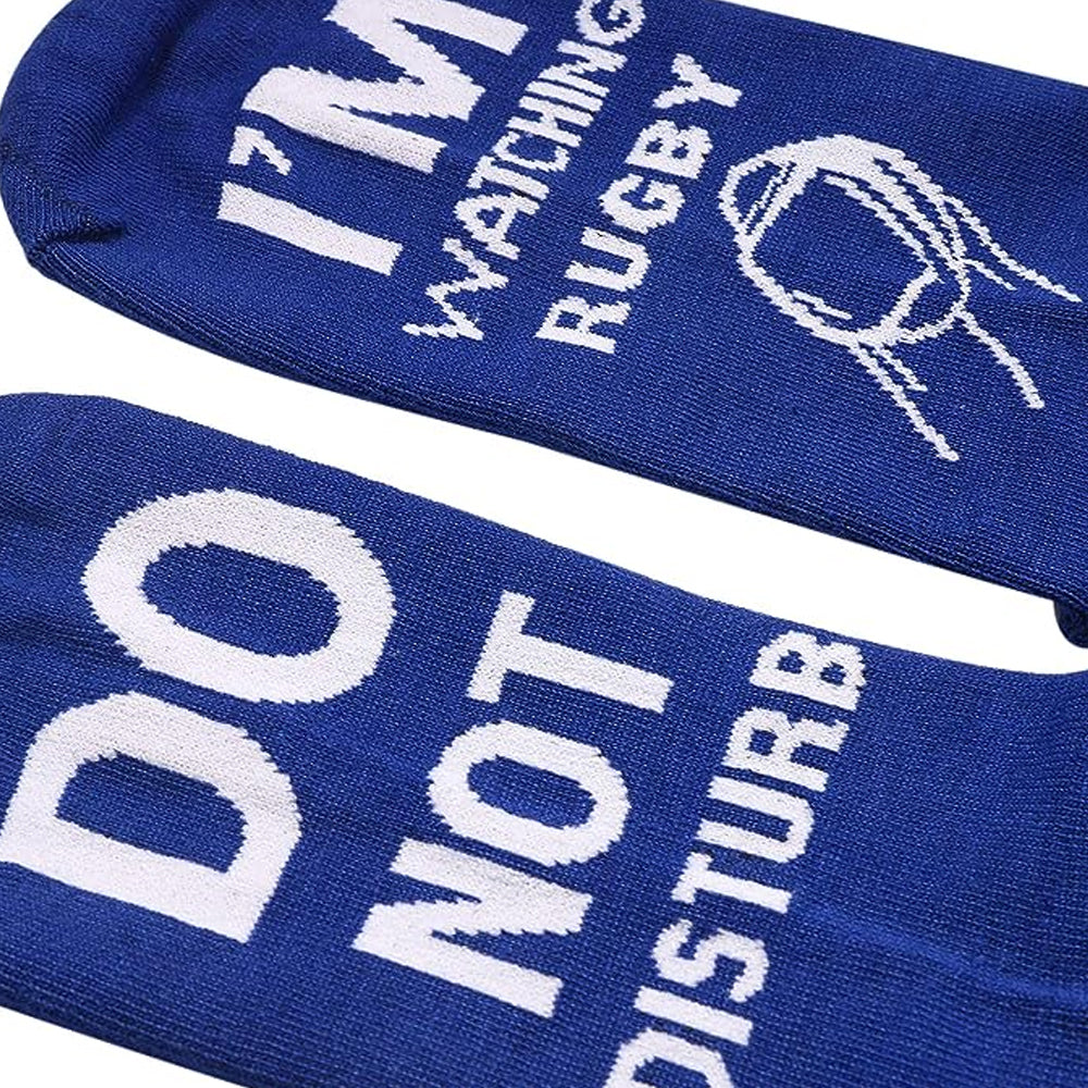 Pair of I'M WATCHING Unisex RUGBY Rugby Socks for Football Lover Blue