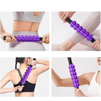 6Pcs Foam Roller Set with Massage Stick and Resistance Band-Purple