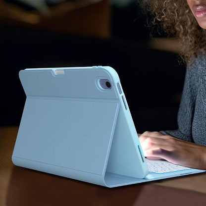 Bluetooth Keyboard Case for iPad 11th 10th Gen A16 Backlit Cover-Blue