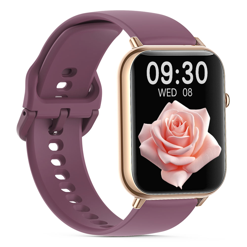 Smartwatch with Bluetooth Calling 2.1 Inch Display 104 Sports Modes Health Monitoring IP68 Waterproof-Wine Red