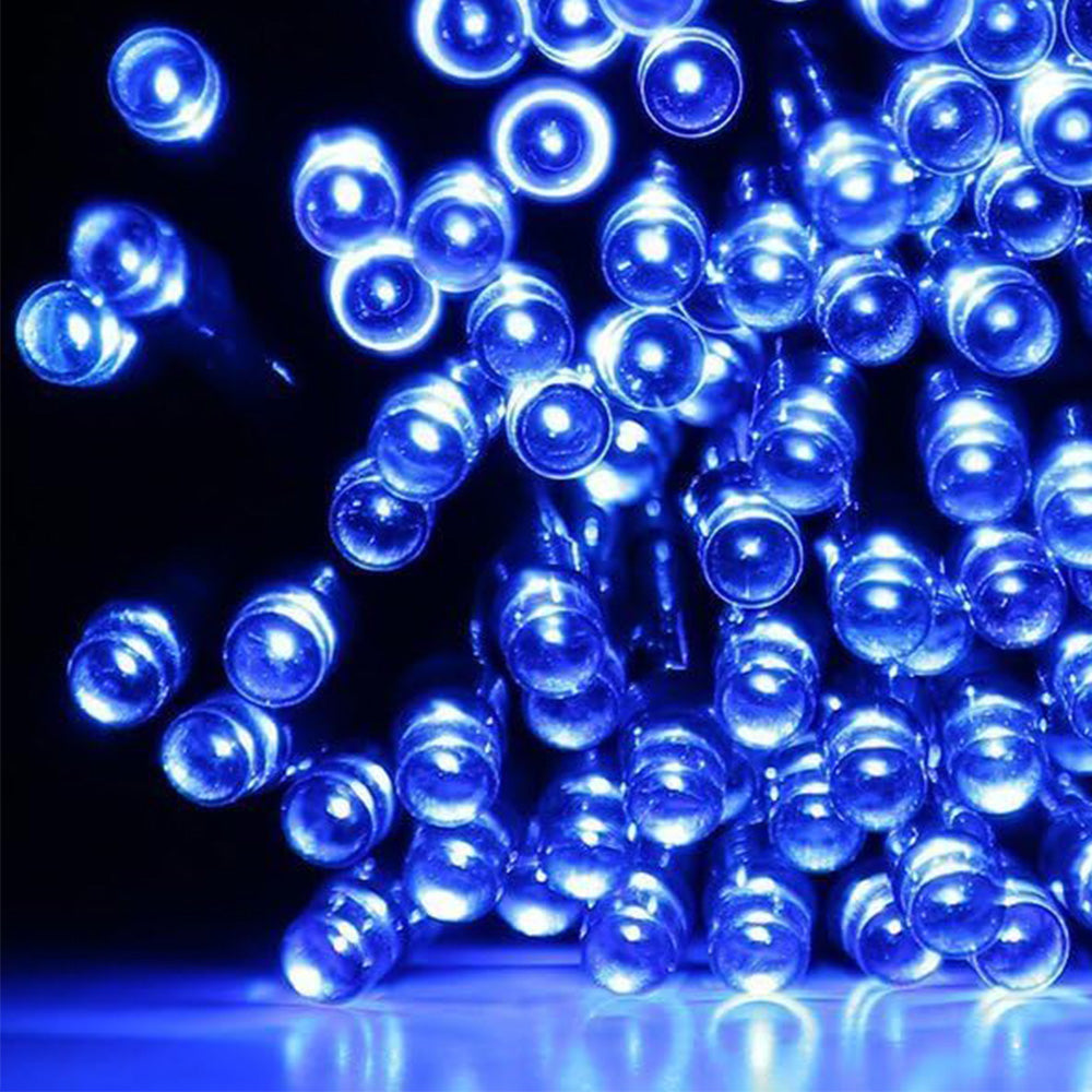 12 Meters Solar Powered LED String Lights Outdoor Decorative Fairy Lights Blue