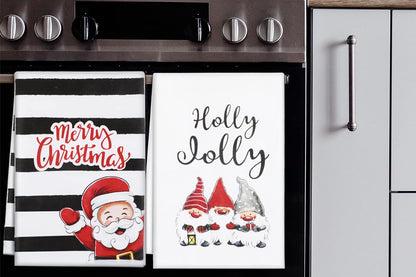 4Pcs Set Christmas Kitchen Towels Grinch Hand Inspirited Towel Merry Christmas Decorative Xmas Absorbent Dish Towels-Style 4