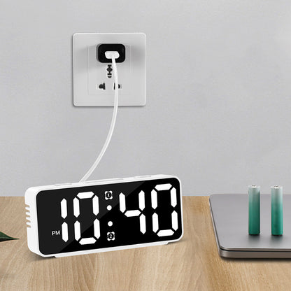 Small Digital Alarm Clock with 6 Dimmers and 5 Alarm Volumes for Bedrooms-White