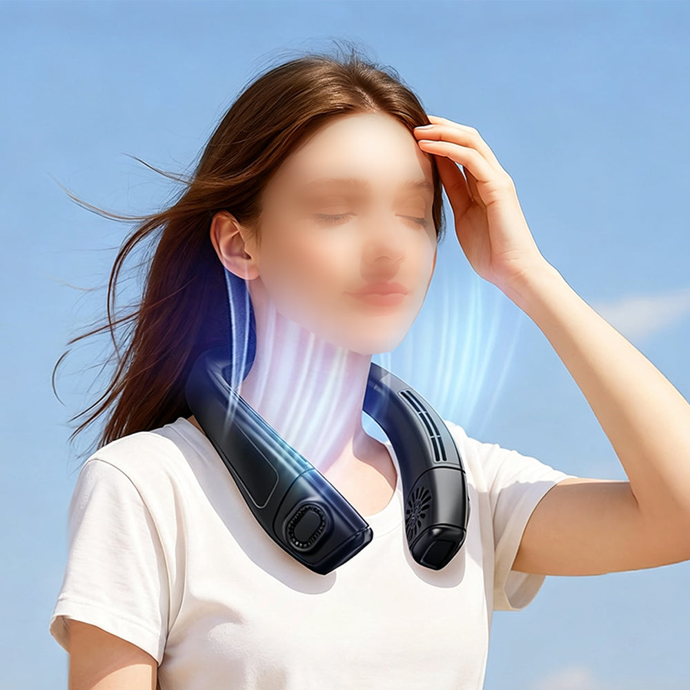 Wearable Neck Fan with Semiconductor Cooling - Black