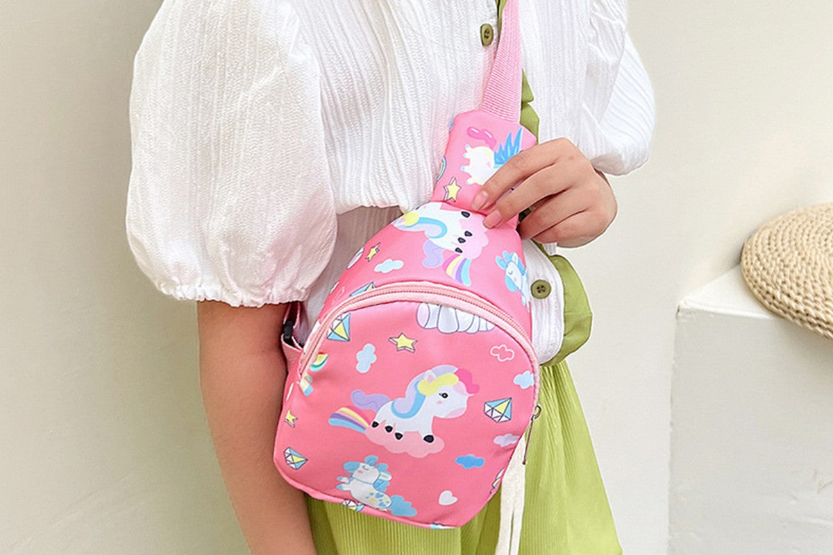 Kids Nylon Cartoon Sling Bag for Travel-Pink