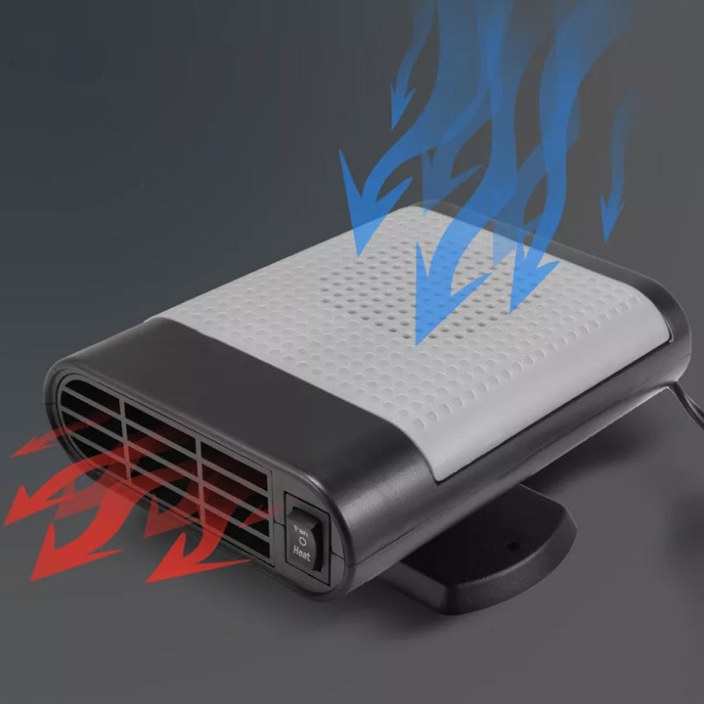 12V Car Electric Heater Cigarette Lighter Powered Heating Fan Defogger Defroster Demister Grey
