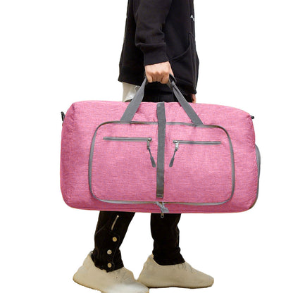 Large Foldable Travel Duffel Bag Carry-On Shoulder Bag with Shoe Compartment Pink