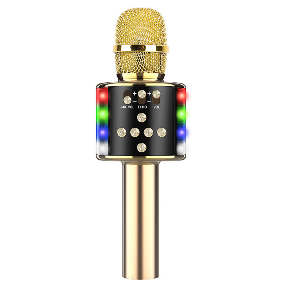 Wireless Bluetooth Karaoke Microphone with LED Lights Home Party Singing Mic Gold