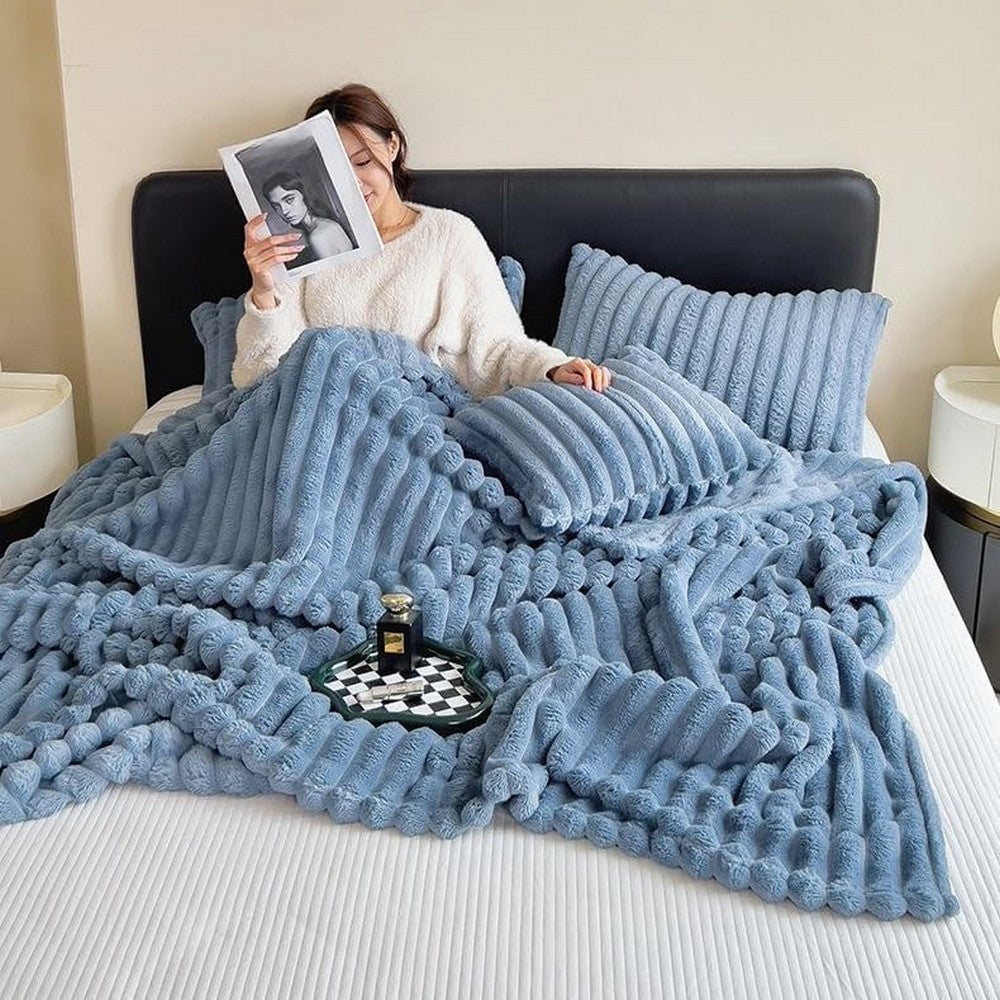 Throw Blanket for Couch Sofa Soft Fleece Throw Blankets Room Home Decor-Blue