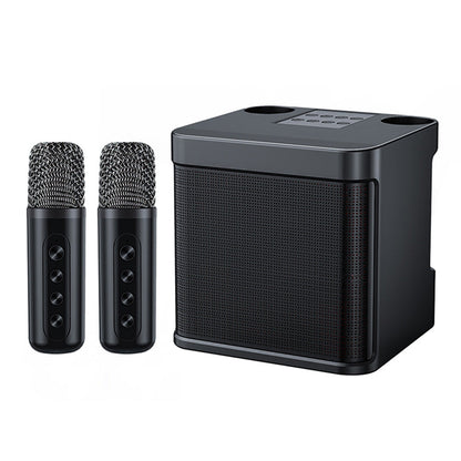 Portable Karaoke Machine with 2 Wireless Microphones Portable Bluetooth Speaker for Family Party Singing  Black