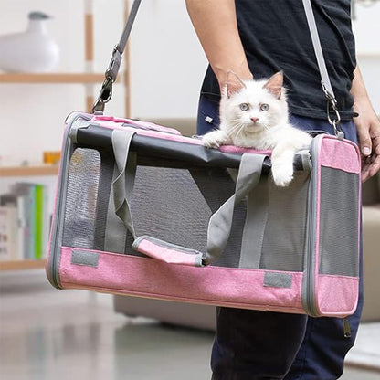 Pet Carrier for Large Cats Washable Dog Carrier Privacy Protection for Travel-pink