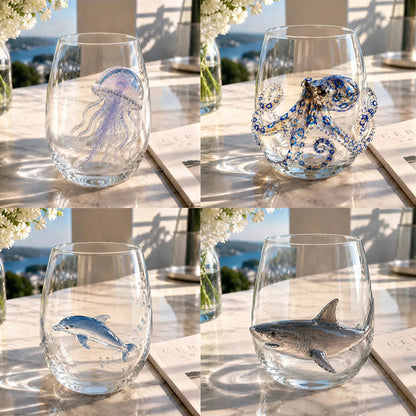 5 Piece 3D Ocean Animal Glass 350ml Borosilicate Wine Glass