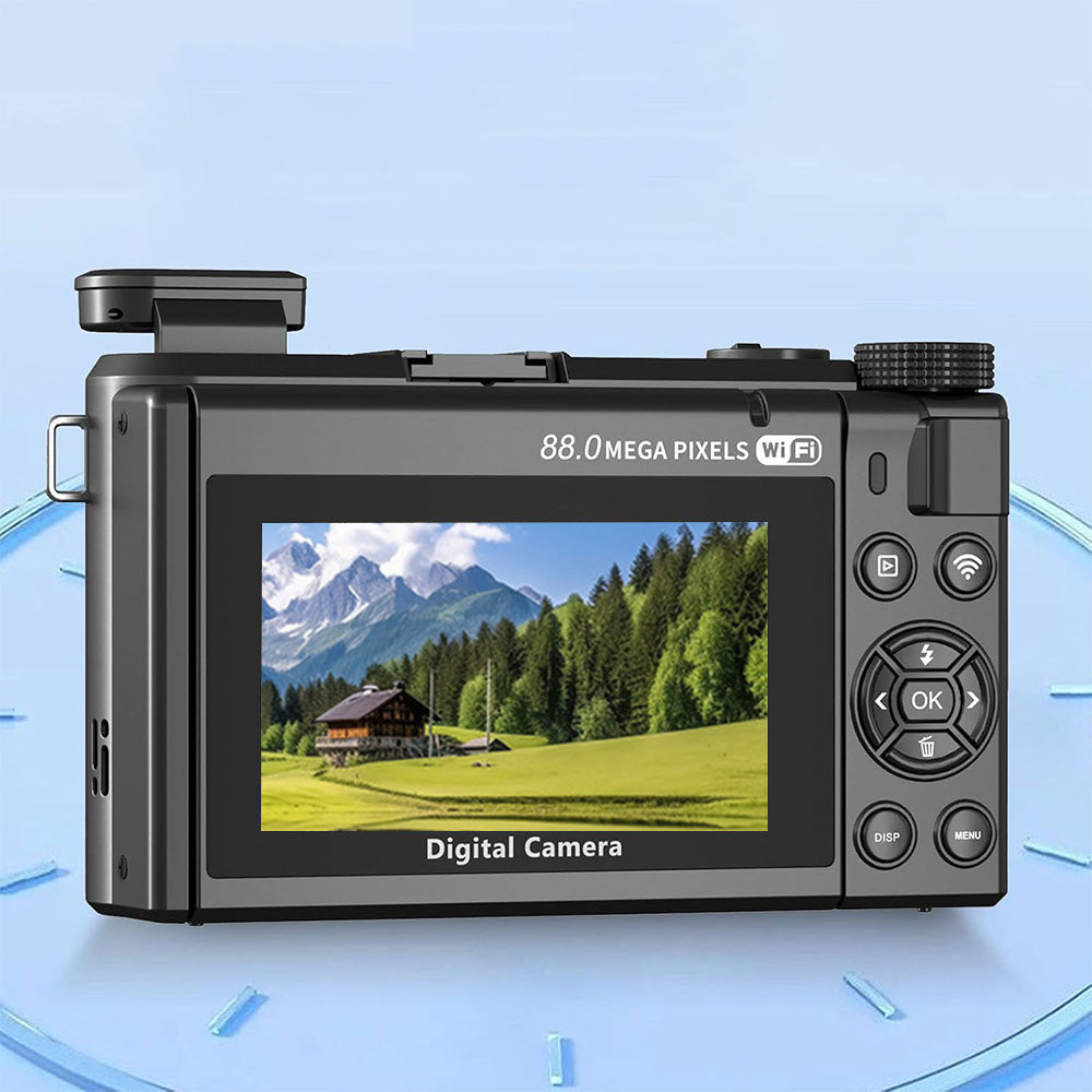 8K Digital Camera with Flip Screen and Remote Control-Black