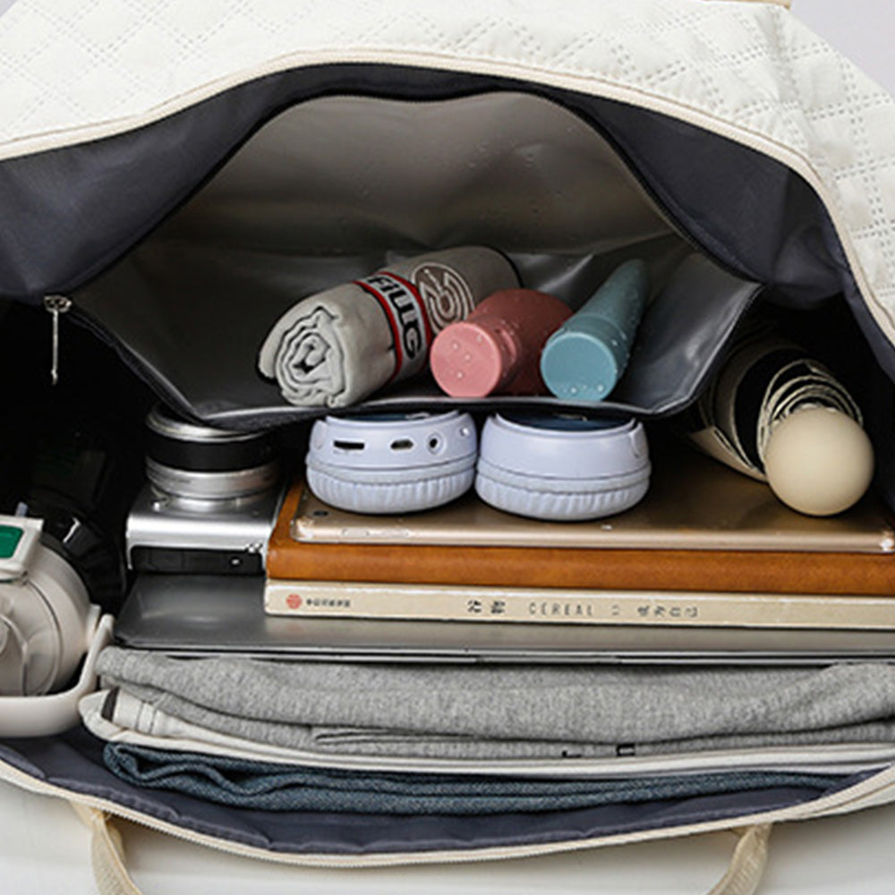 2Pcs Travel Bag Set Duffel Bag with Toiletry Bag White