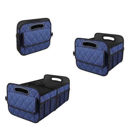 55L Foldable Car Trunk Organzier 6-Pocket Storage Box for Home Car Office Blue