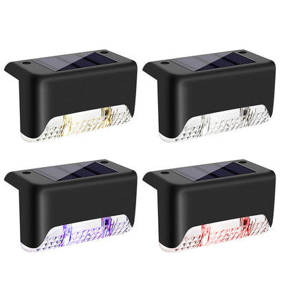 4Pcs LED Solar Fence and Step Lights -Mixed Color