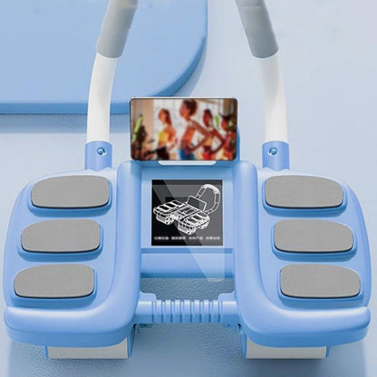 4-Wheel Automatic Rebound Ab Roller with Elbow Support Ab Exercise Machine Blue