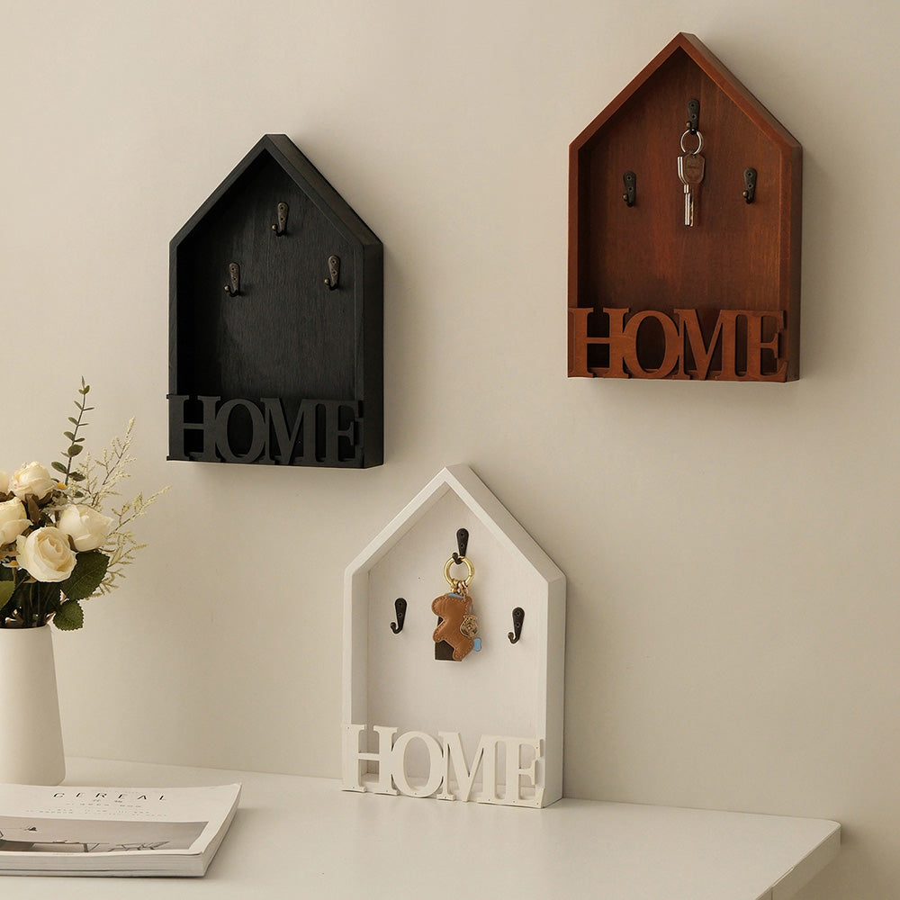 Vintage Key Holder Wall Mount with 3 Hooks Key Rack - White