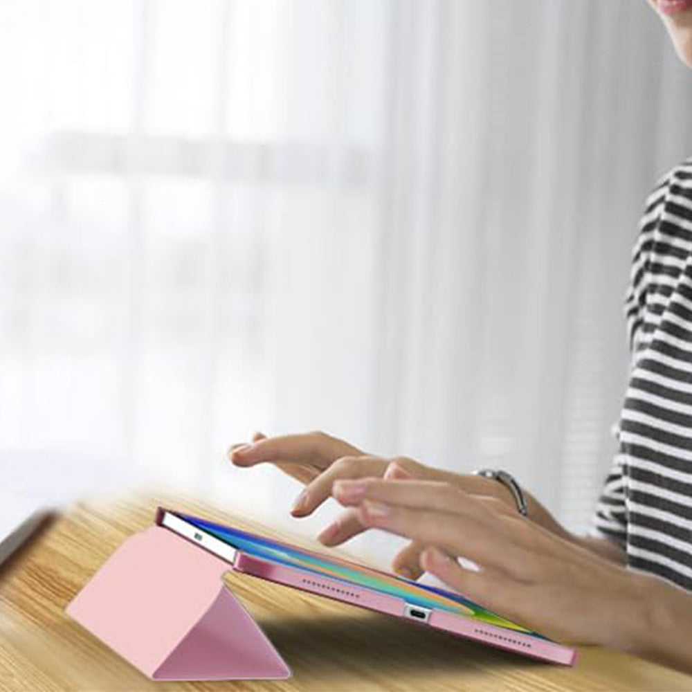 Compatible Case for iPad 10th 11th Gen A16 Tri-Fold Smart Cover Auto Wake Sleep-Pink