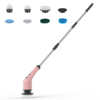 Cordless Electric Spin Scrubber Rechargeable Cleaning Brush with 7 Replaceable Brush Heads Pink