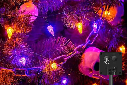 7M Solar Strawberry String Lights Waterproof Christmas Decor-Purple and Orange