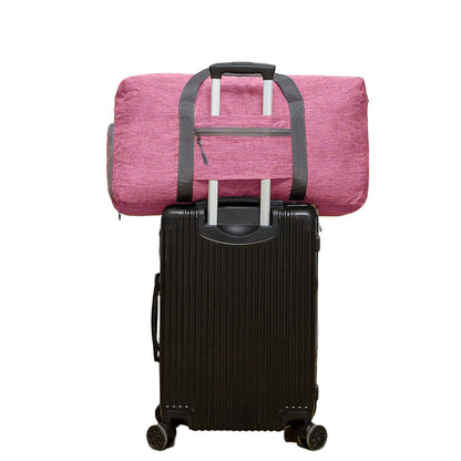 Large Foldable Travel Duffel Bag Carry-On Shoulder Bag with Shoe Compartment Pink