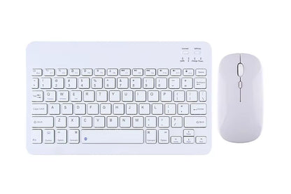 Ultra Slim Portable Wireless Bluetooth Keyboard Mouse Combo for Tablet Laptop -White
