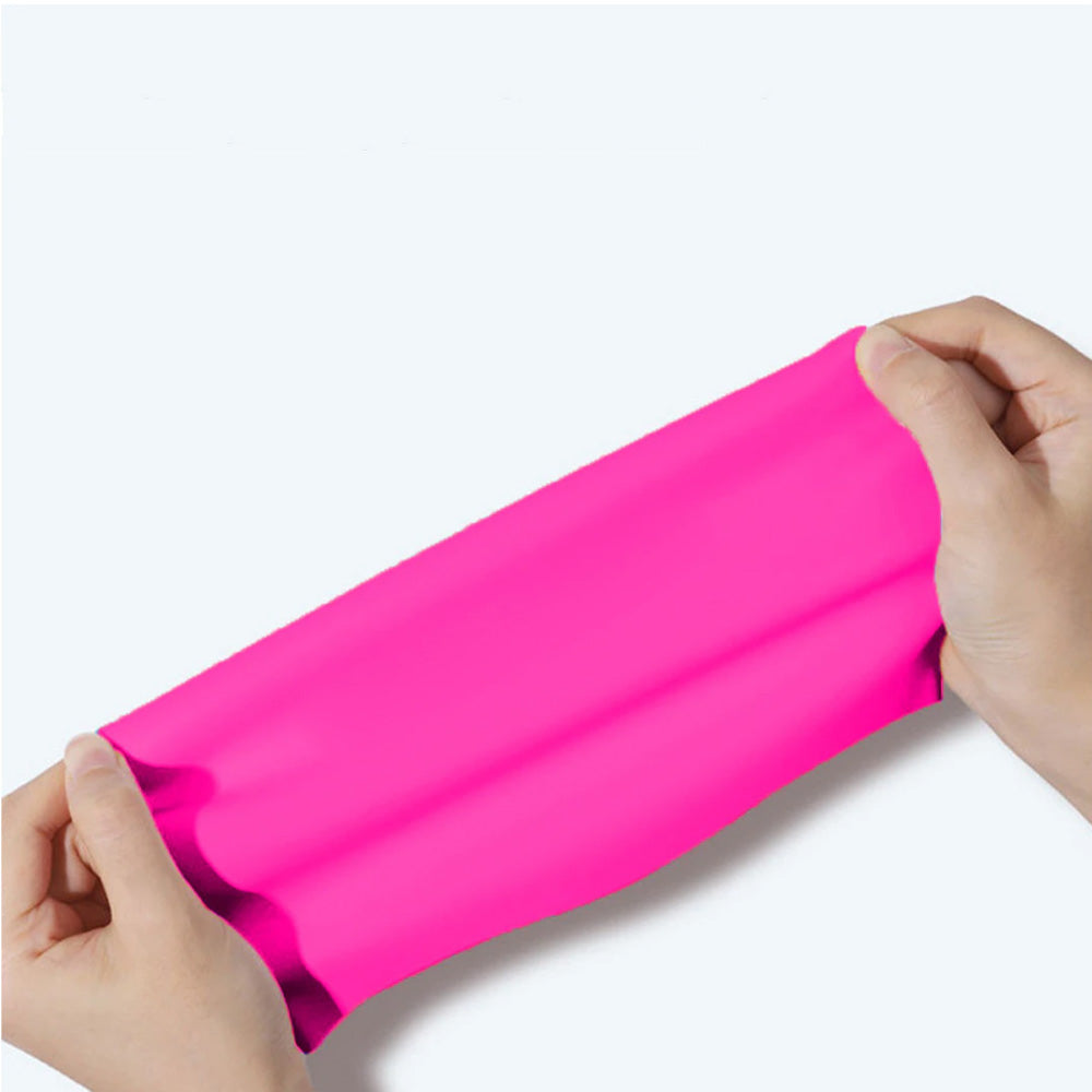 Elastic Silicone Swimming Cap Solid Color Water-resistant Ear Protection Hat Pink