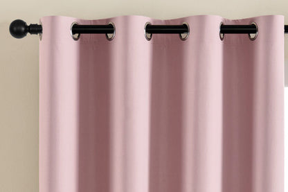 2 Pieces 100 Percent Blackout Curtain Panel - Pink