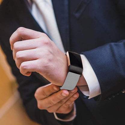 For Fitbit Charge 5 Replacement Stainless Steel Magnet Strap Milanese Band Silver