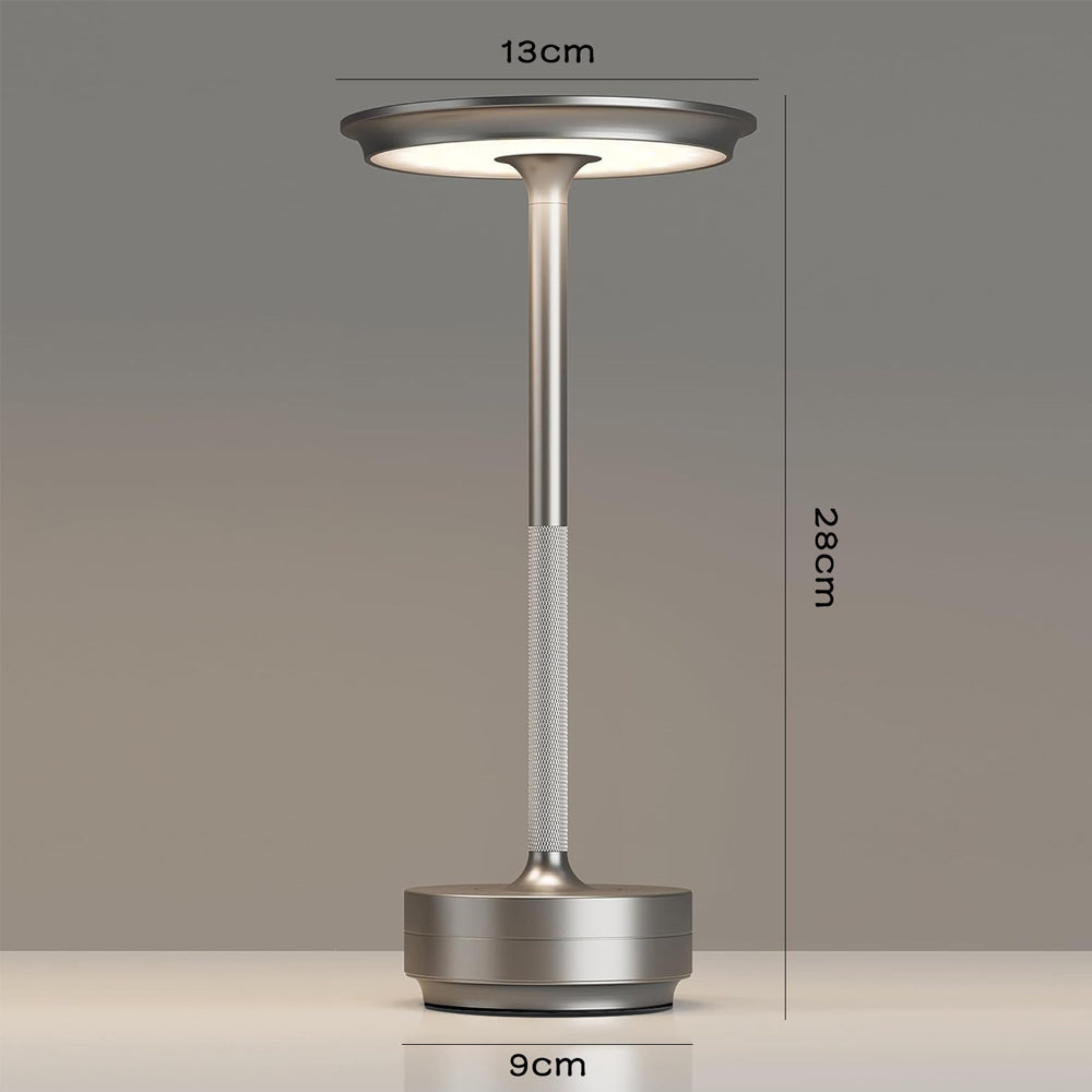 Retro Rechargeable Table Lamp with 3 Color Temperatures- Silver