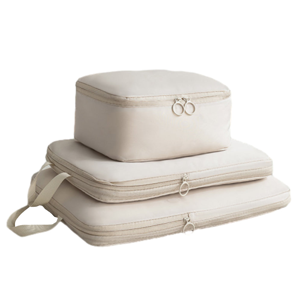 6Pcs Set Packing Cubes for Suitcases Travel Luggage Organizers Clothing Sorting Bags Beige