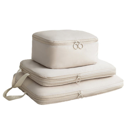 6Pcs Set Packing Cubes for Suitcases Travel Luggage Organizers Clothing Sorting Bags Beige