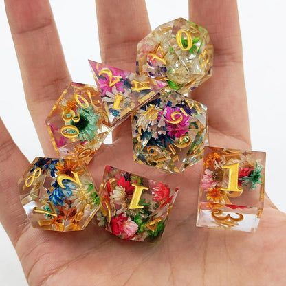 7Pcs Set DND Dice Resin Dice Table Games Accessories Style 4