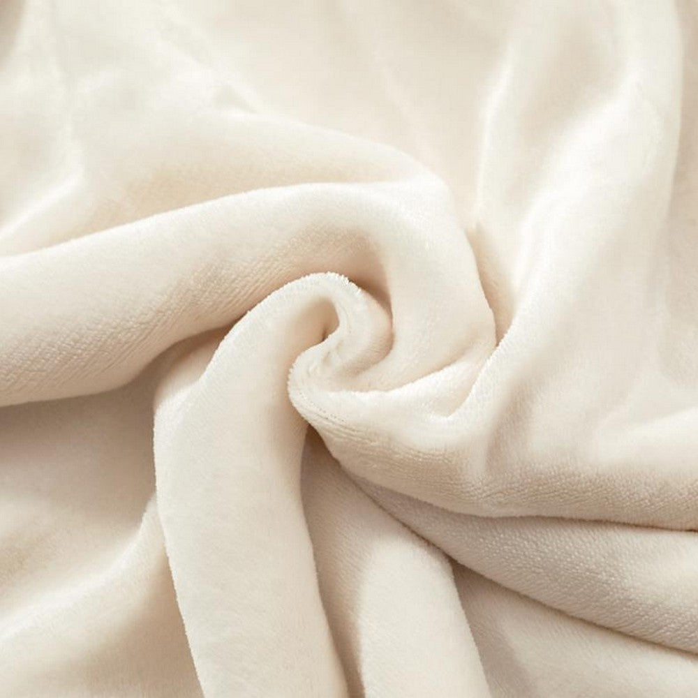 Soft Double-Sided Throw Blanket  Fuzzy Warm Reversible Blanket for Couch Bed Sofa Beige