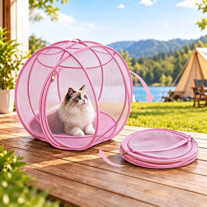 Cat Hamster Ball for Outside Rolling Cat Enclosure Pop Up Playpen - Pink