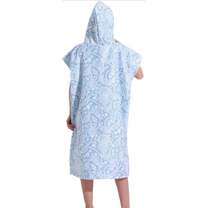 Adult Hooded Zip Up Swim Changing Robe Microfiber Beach Towel Poncho - Paisley Pattern