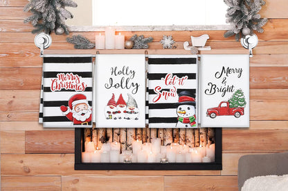 4Pcs Set Christmas Kitchen Towels Grinch Hand Inspirited Towel Merry Christmas Decorative Xmas Absorbent Dish Towels-Style 4