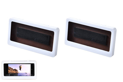 2Pcs Bathroom Waterproof Anti-Fog Wall Mount Shower Phone Storage Case-White