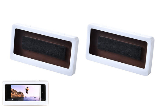 2Pcs Bathroom Waterproof Anti-Fog Wall Mount Shower Phone Storage Case-White