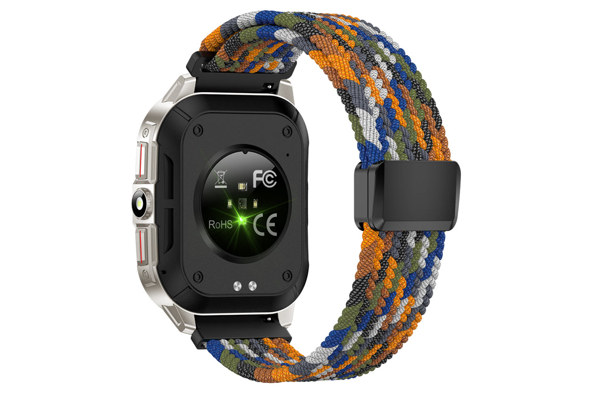 2.01inch Smartwatches with 100 Sports Modes Bluetooth Call Music Control for iPhone -Silver nylon strap