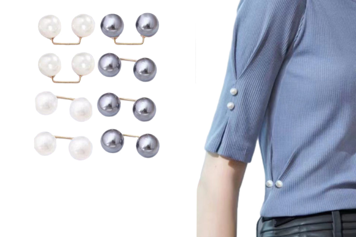 8Pcs Brooches Anti-Reveal Neckline Double Headed Artificial Pearl Curved Pin-ST4