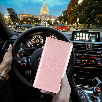 Car Registration and Insurance Card Holder Vehicle License Document Organizer Rose Gold