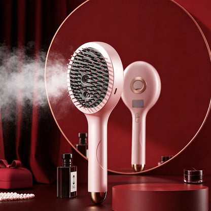 3 in 1 Electric Spray Hair Comb with Mist Function-Pink