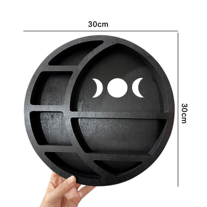Wooden Shelf Halloween Crystal Display Shelf Decor-Round Moon