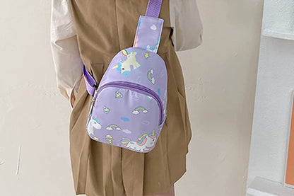 Kids Nylon Cartoon Sling Bag for Travel-Purple