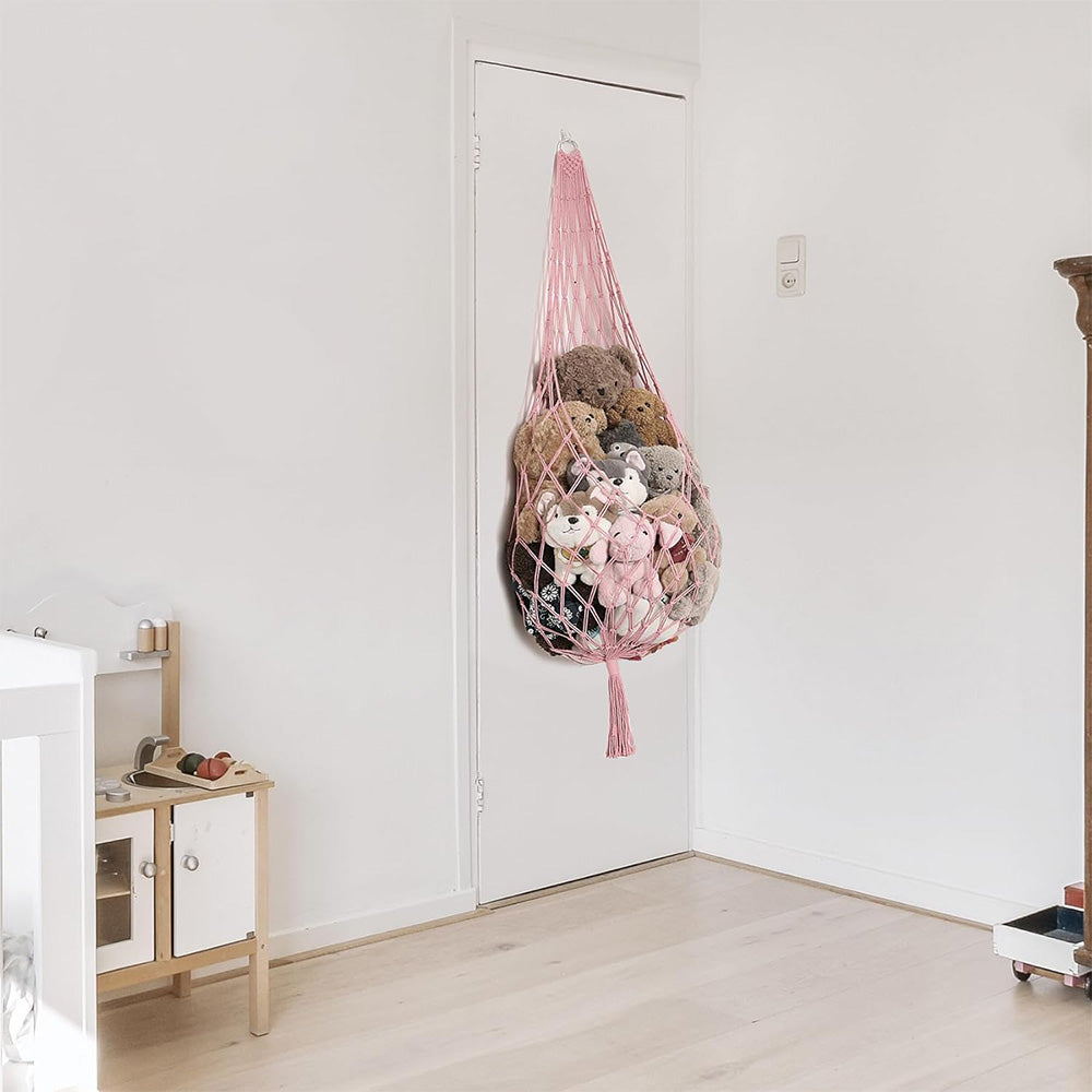 Stuffed Animal Storage Organizer Hammock Hanging Plush Toy Holder Pink