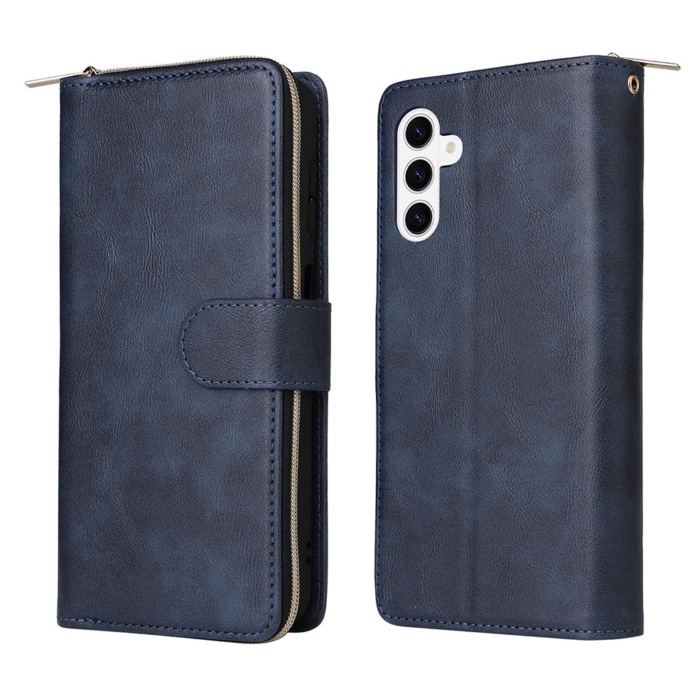 Wallet Leather Flip Cover for Samsung S26 Series with Card Slots Kickstand-Blue